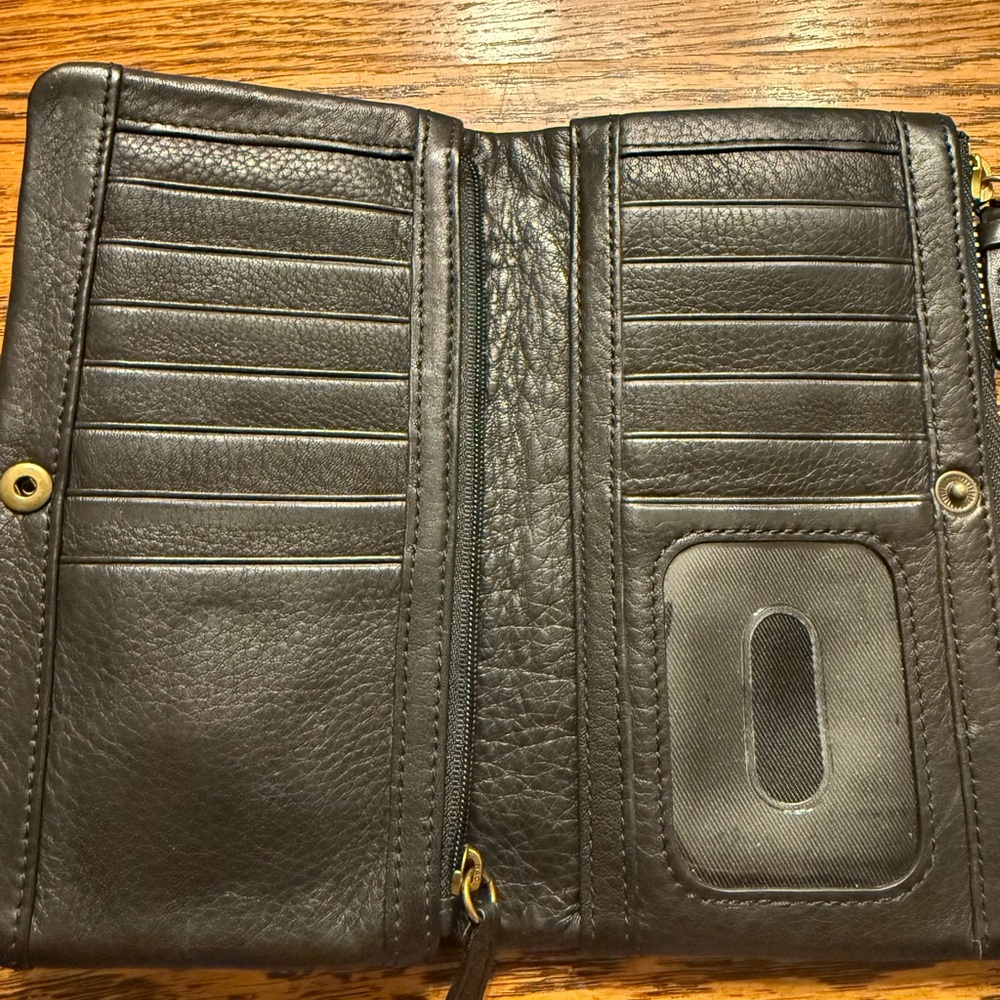 The Sak Black Leather Embossed Wallet with Hidden Wristlet Strap - Picture 3 of 8